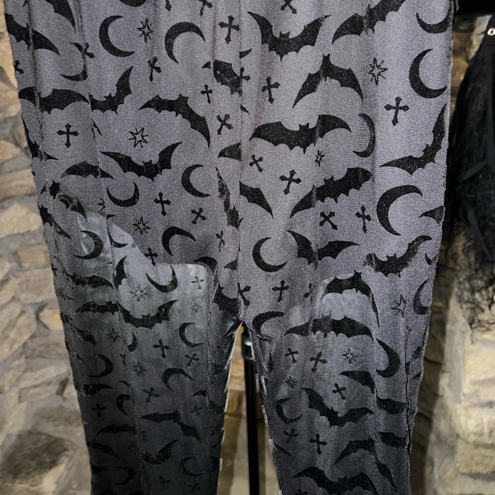 ROMWE Black Flared Jeans with Moon Pattern